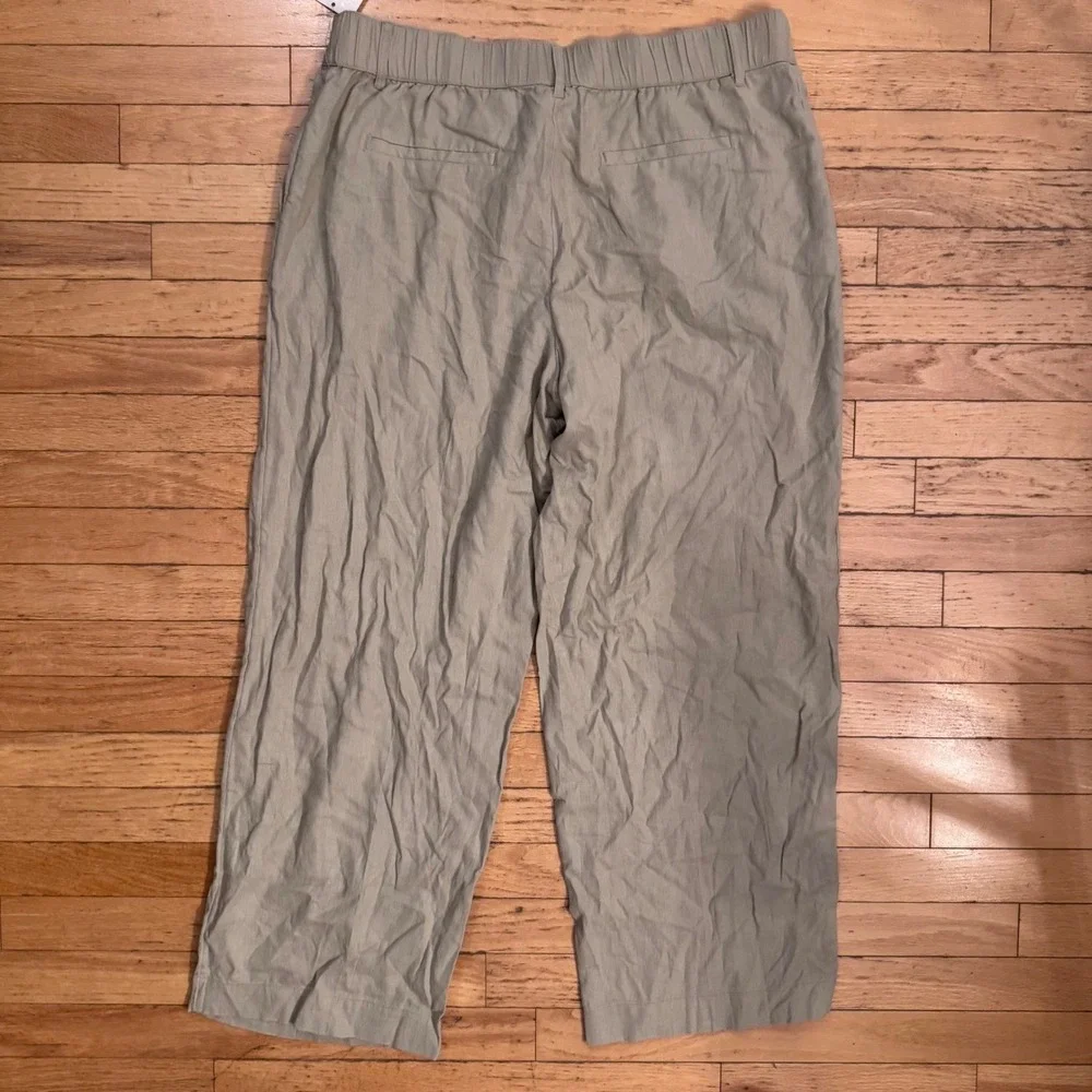 A New Day Womens Wide Leg Linen Blend Pleated Pants Sage Green Size 18 Regular